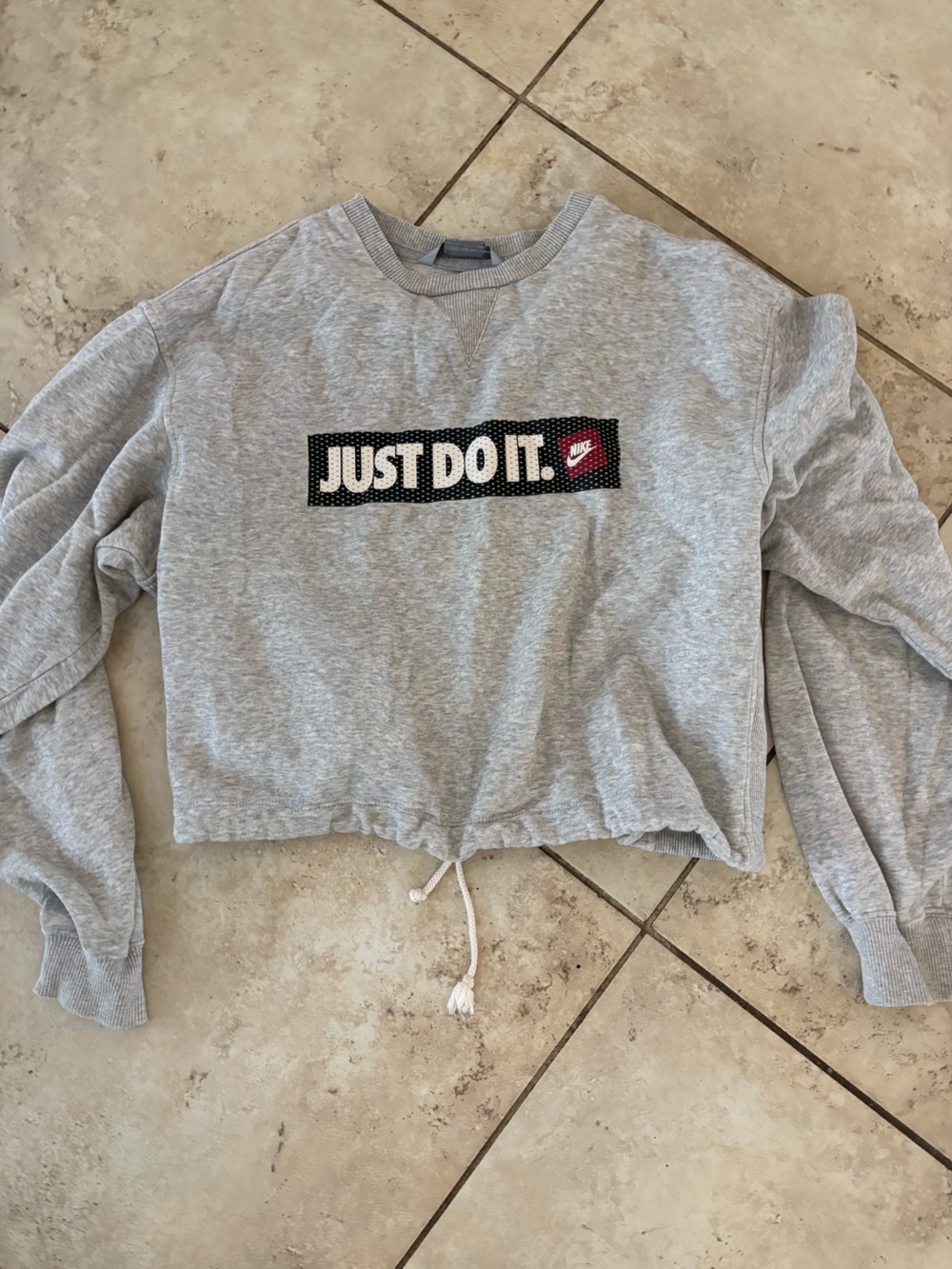Nike "Just Do It." Grey Vintage Cropped Sweatshirt